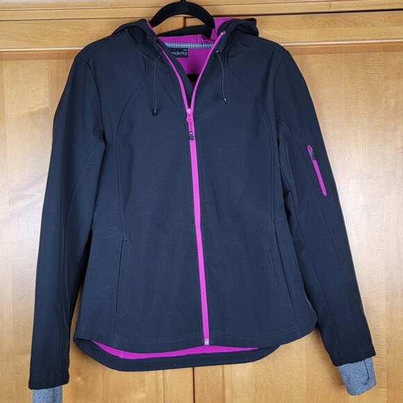 Women's Mondetta Black Fitted Soft Shell Hooded Athletic Jacket Coat - M - Picture 2 of 11
